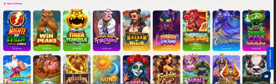 Free Spin new games menu