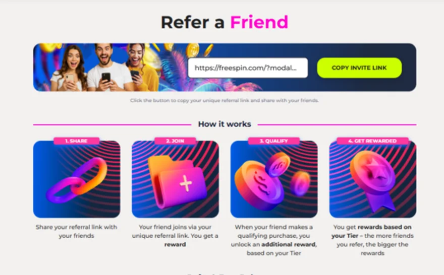Free Spin refer a friend program